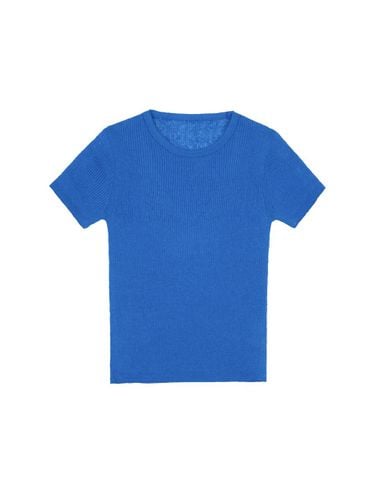 Linen Half Sleeve T-Shirt (Blue) - ateleen - Modalova