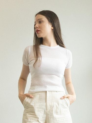 Linen Half Sleeve T-Shirt (White) - ateleen - Modalova