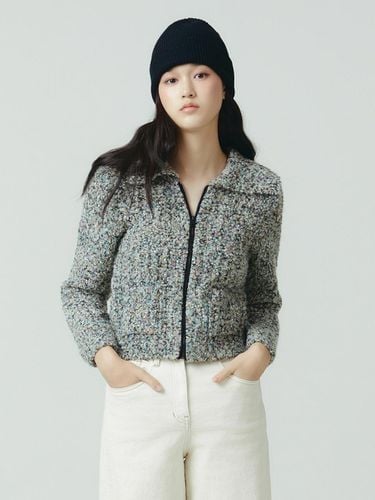 It MICHAA Boucle Mix Collar Zip-Up Cardigan ITNBKC - itMICHAA - Modalova