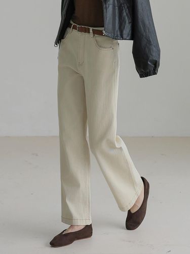 SIGNATURE STRAIGHT COTTON PANTS (ECRU) - NONANDNON - Modalova