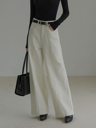 SEAMED WIDE COTTON PANTS - NONANDNON - Modalova