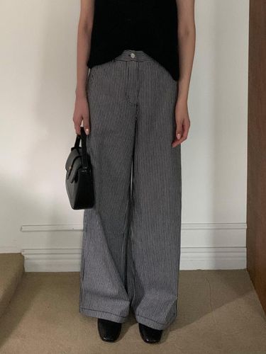 Jane Stripe Wide Pants (Black) - ateleen - Modalova