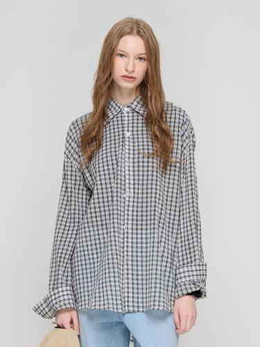 Seersucker Cotton Checkered Shirt (White) - CARGOBROS - Modalova