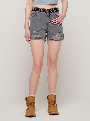 Destroyed Smoke Denim Shorts (Gray) - CARGOBROS - Modalova