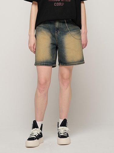 Front washed wide denim shorts (Deep blue) - CARGOBROS - Modalova