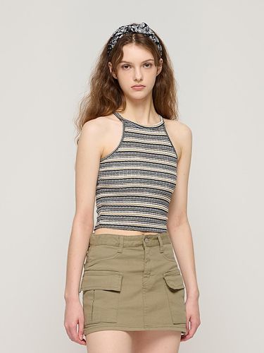 Stripe Halterneck Cropped Top () - CARGOBROS - Modalova