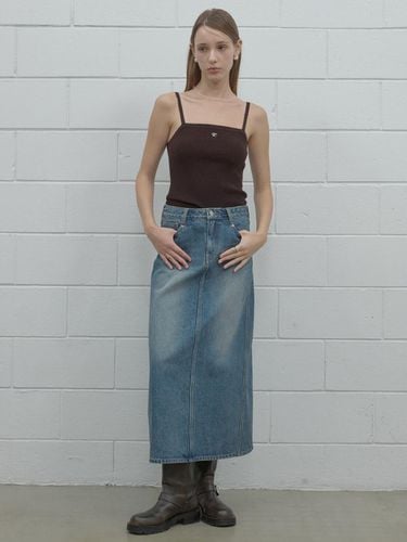 Flared Denim Long skirt [Blue] - TMAKER - Modalova