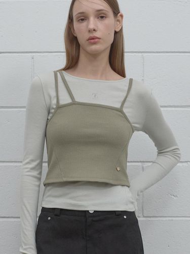 Ribbed Bustier Two-Piece Long Sleeve Set Blouse - TMAKER - Modalova