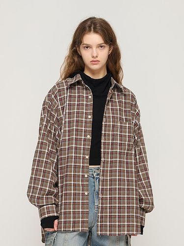 Light Oversized Checkered Shirt (Brown) - CARGOBROS - Modalova