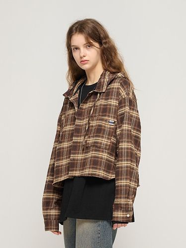 Vintage Checkered Cropped Hooded Shirt () - CARGOBROS - Modalova