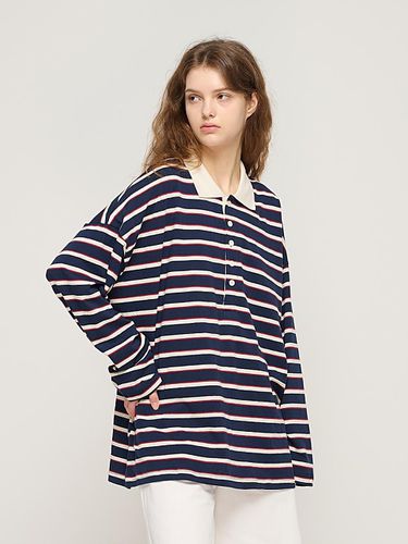 Bold Stripe Collar T-Shirt (Navy) - CARGOBROS - Modalova