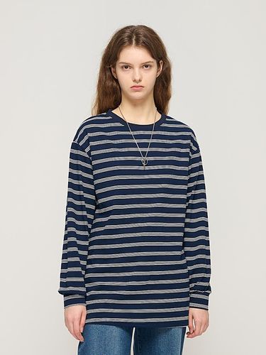 Amekaji Stripe Oversized T-Shirt (Navy) - CARGOBROS - Modalova