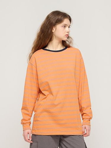 Amekaji Stripe Oversized T-Shirt (ORANGE) - CARGOBROS - Modalova