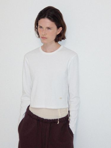 CROPPED LONG SLEEVED T-SHIRT_OPTICAL WHITE - LLLDESIGNSTUDIO - Modalova