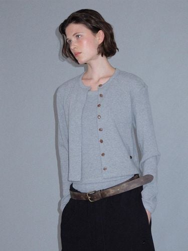 LLL 90S CLASSIC WAFFLE CARDIGAN_HEATHER GREY - LLLDESIGNSTUDIO - Modalova