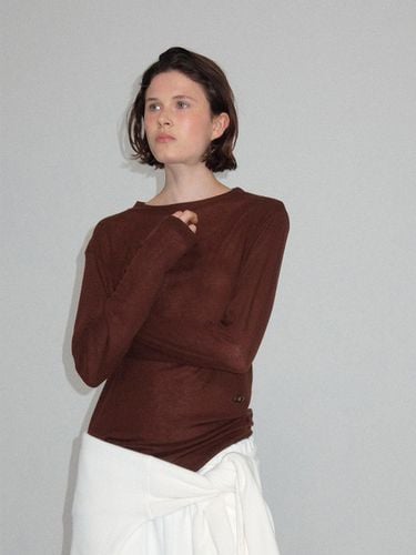 WOOL RIBBED JERSEY LONG SLEEVED T-SHIRT_BROWN - LLLDESIGNSTUDIO - Modalova