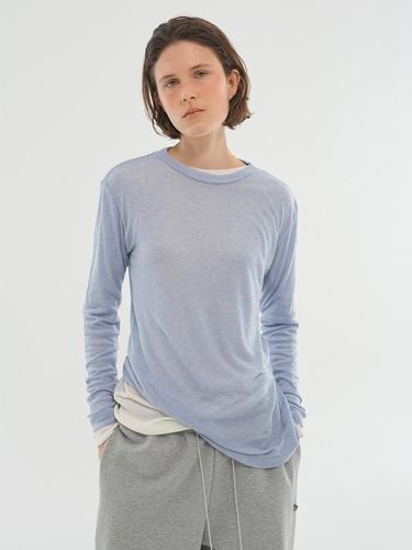 WOOL RIBBED JERSEY LONG SLEEVED T-SHIRT_SKY BLUE - LLLDESIGNSTUDIO - Modalova