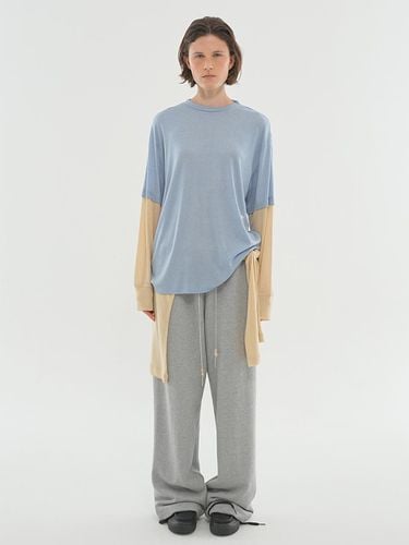 WOOL TENCEL LAYERED LONG SLEEVE T-SHIRT_SKY BLUE/B - LLLDESIGNSTUDIO - Modalova