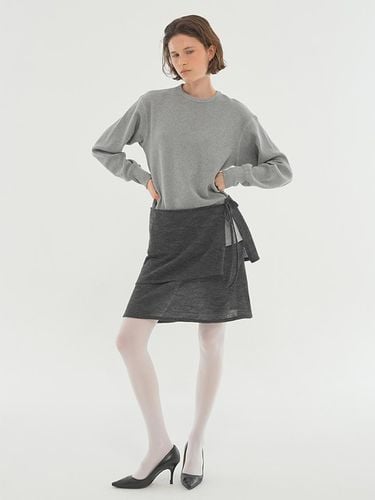 WOOL MOSS CRAPE LAYERED WRAP SKIRT_CHARCOAL GRAY - LLLDESIGNSTUDIO - Modalova