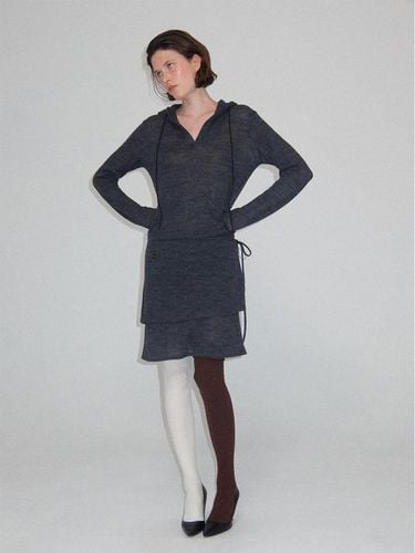 WOOL MOSS CRAPE JERSEY HOODIE_CHARCOAL GRAY - LLLDESIGNSTUDIO - Modalova