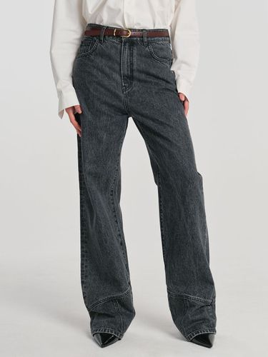 Stone Washing Line Denim Pants - Dark Gray - MAGJAY - Modalova