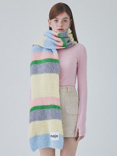 Color Stripe Muffler [Yellow] - Majo Factory - Modalova