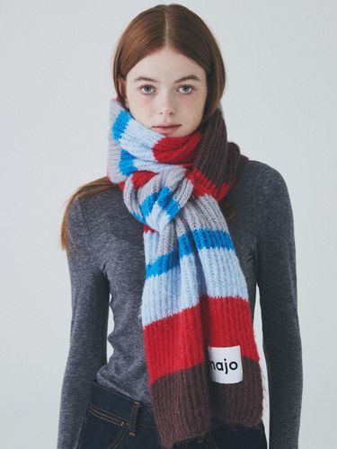 Color Stripe Muffler [Red] - Majo Factory - Modalova