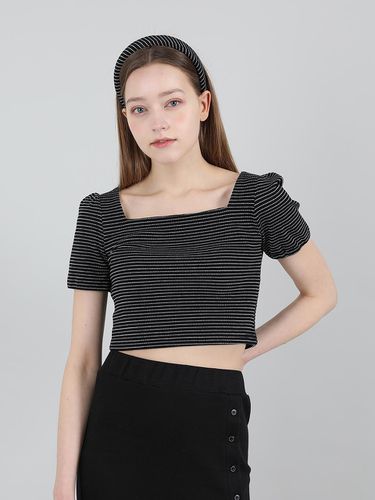 Stripe Puff T shirt (Black) - CATTLINE - Modalova