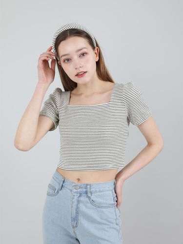 Stripe Puff T shirt (Ivory) - CATTLINE - Modalova