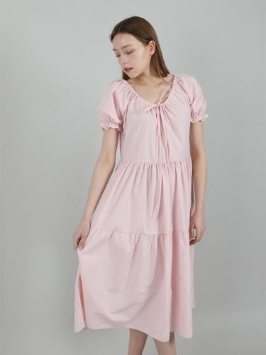 Romantic Shirring Long Onepiece (Pink) - CATTLINE - Modalova