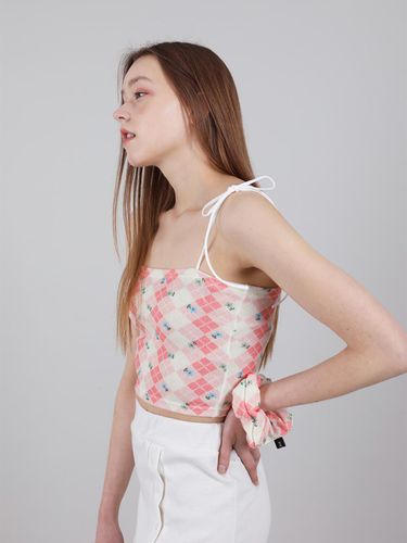 SET) Highteen Sleeveless Crop Top Scrunchie (Pink - CATTLINE - Modalova