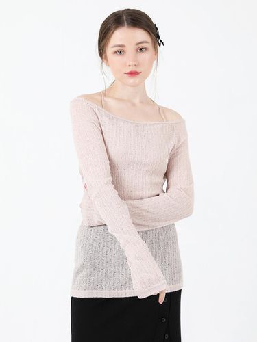 See Throught Back Slit Long Sleeve Knit (Beige) - CATTLINE - Modalova