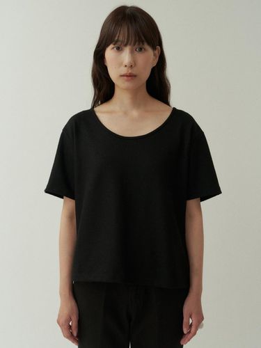 Line Wool T shirt [Black] - MUARMUS - Modalova