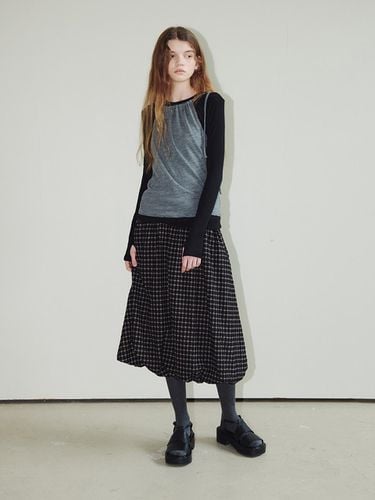 WOOL CHECK BALLON SKIRT - THINK PLANT - Modalova