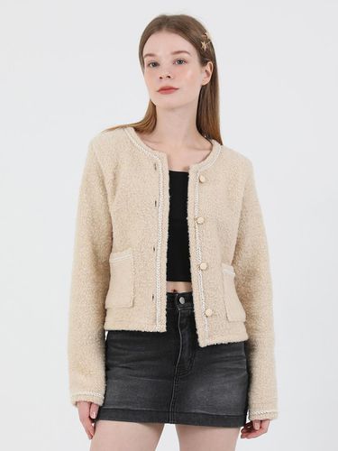 Tweed Wool Fur Jacket (Beige) - CATTLINE - Modalova