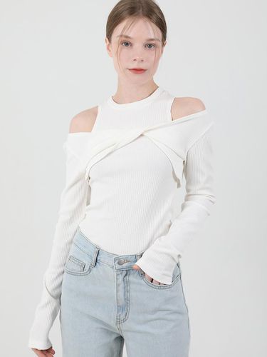 Layered Twist T - shirt Sleeveless Set White - CATTLINE - Modalova