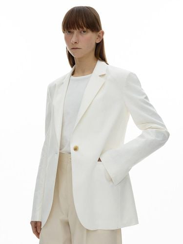 LINEN OFFICE JACKET_OFF WHITE - septim - Modalova