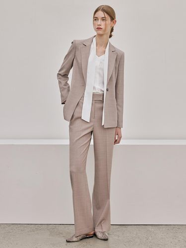 Semi wide Straight Slacks_Melange Beige - hyyk - Modalova