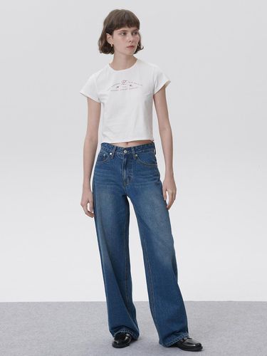 High rise wide denim pants M53 mid blue - PLAC - Modalova