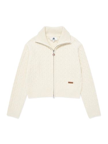 Women's Cable Zip-Up Cardigan Cream - Wacky Willy - Modalova