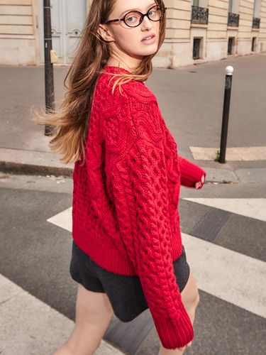 Tail of Nostelgia Cable Cardigan Red - PLAC - Modalova