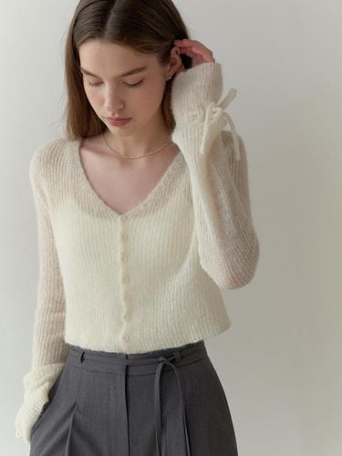 Yuzu ribbon cardigan (cream) - RE_L - Modalova