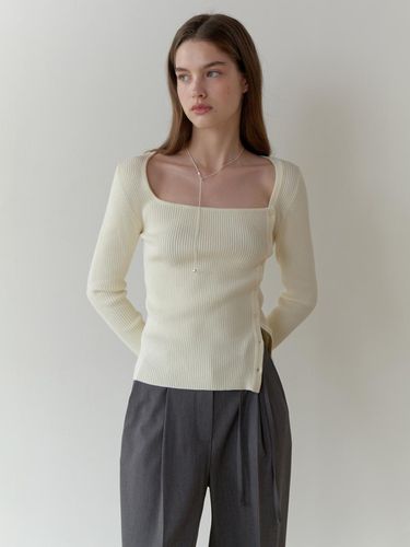 Eve button square knit (cream) - RE_L - Modalova