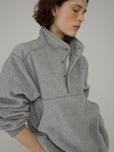 Teddy fleece anorak_melange grey - L’EAU - Modalova