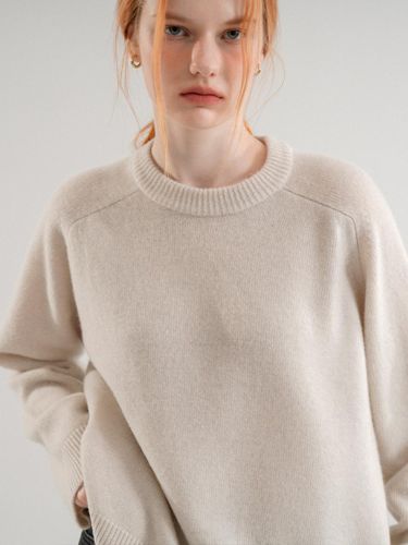 Wool 100% Basic Loosefit Round Knit (Salted_cream) - VLETI - Modalova