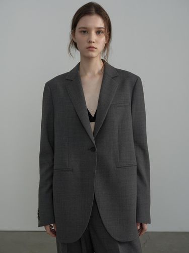 WOOL SINGLE JACKET_CHARCOAL - septim - Modalova