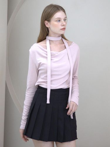 Drape Shirring Muffler T - shirt Pink - CATTLINE - Modalova