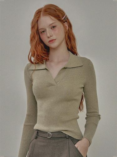 Sarasota Open Collar V-neck Knitwear - TWEE - Modalova