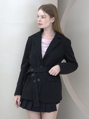 Two way Belt Jacket Black - CATTLINE - Modalova