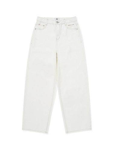 Women's Semi Wide Denim Pants Cream - Wacky Willy - Modalova